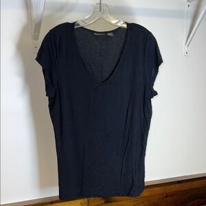 Tahari Black V-Neck‎ Short Sleeve Tee- XL
